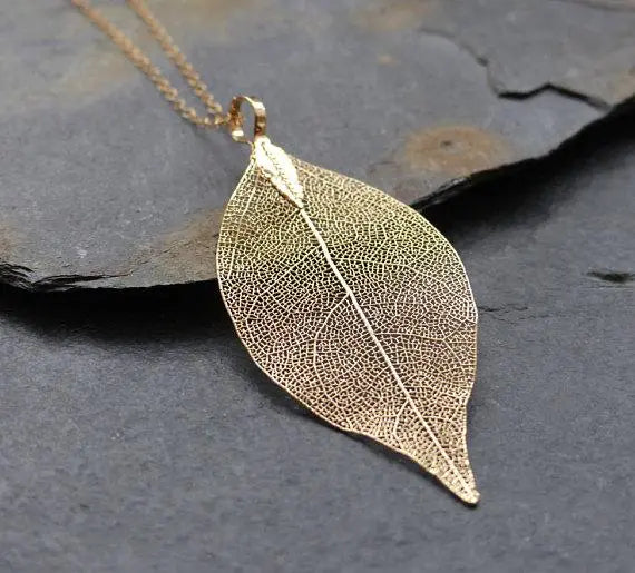 Energy Leaf Necklace — Real Leaf, Gold-Plated, Energy for Confidence & Abundance